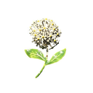 Unbranded Metal Flower Brooch White Green One Size